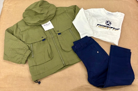 Conjunto 3 piezas con cazadora acolchada bolsillos pecho