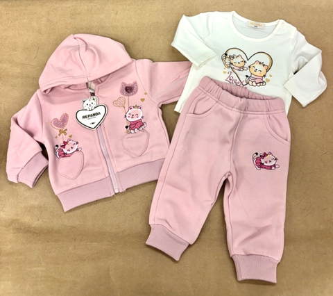 Chandal 3 piezas calentito gatitas corazoncitos