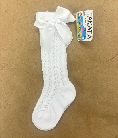 Calcetin alto unisex blanco tipo calado