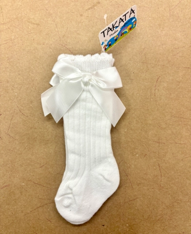 Calcetin alto canale unisex blanco lazo