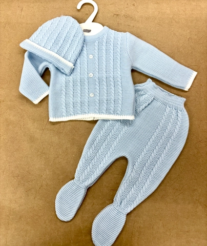 Conjunto de punto 3 piezas trenzado completo