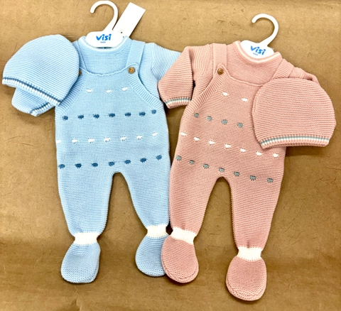 Conjunto 3 piezas TU  en punto peto cuadraditos colores