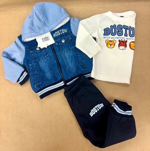 Conjunto sport 3 piezas cazadora borrego pecho vaquero boston