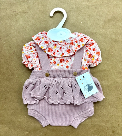 Conjunto peto ranita hilo con camisa volantito flores