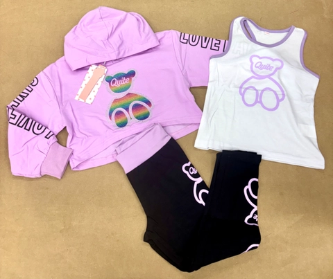 Conjunto sport 3 piezas oso con camiseta tirantes