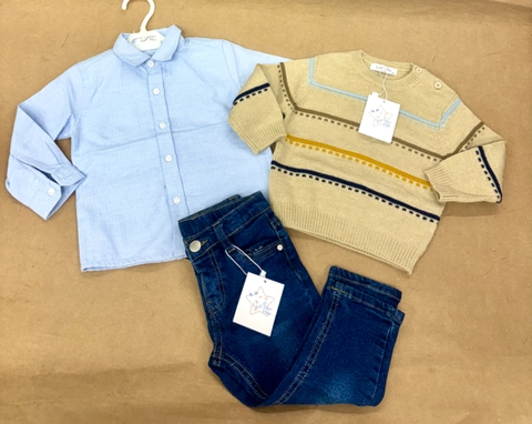 Conjunto 3 piezas con camisita y jersey 4 lineas