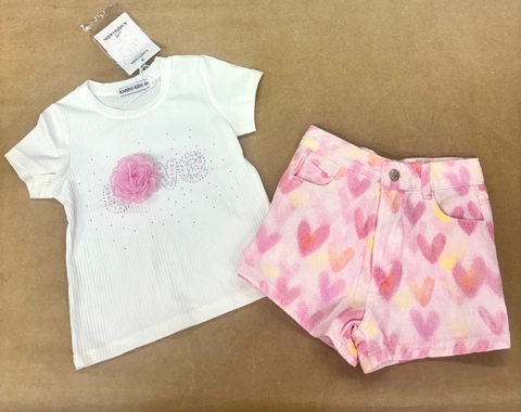 Conjunto  con short  de corazones colores