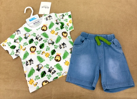 Conjunto algodon animales wild one