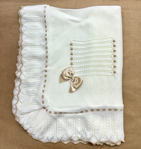Toquilla/arruyo de hilo unisex crudo con lazo y detalle beige