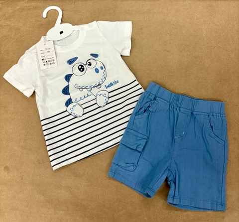 Conjunto bermuda tela dino let the