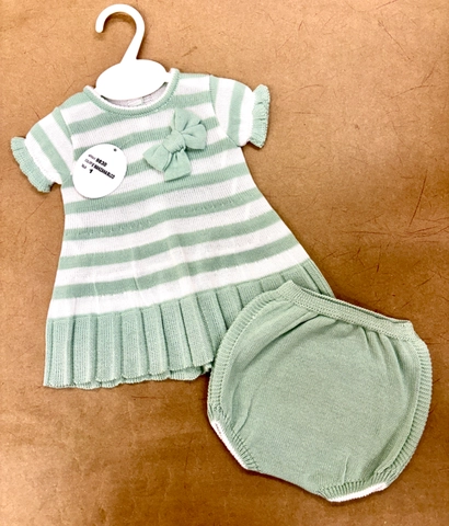 Vestido con braguita ambos en hilo bicolor lineas