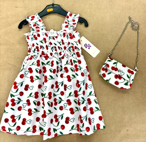 Vestido con bolso a juego goma pechito cerezas