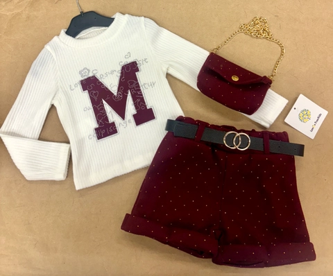 Conjunto 4 piezas cinturon y bolso brillos M