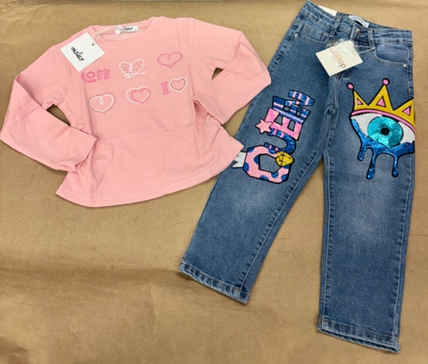 Conjunto brillos y lentejuelas vaquero queen