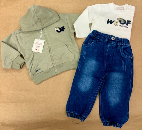 Conjunto 3 piexas con vaquero blandito dino of