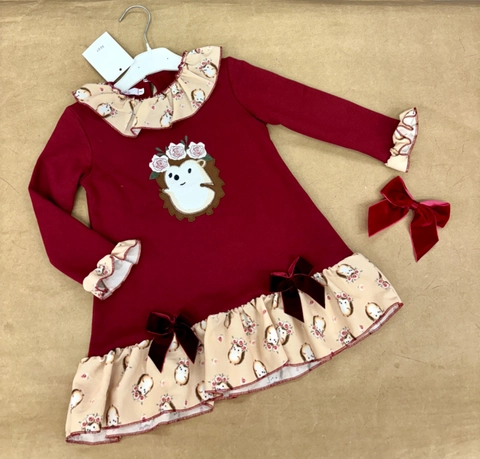 Vestido calentito  con lazo/pinza diver erizo