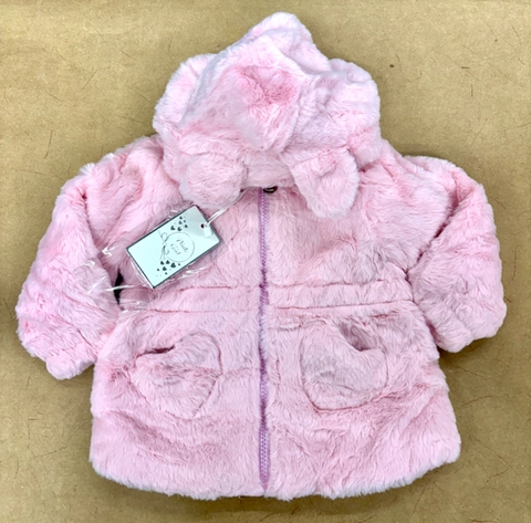 Abriguito de pelo orejitas bolsillos corazones