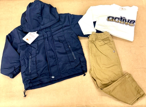 Conjunto 3 piezas active  con cazadora/parka